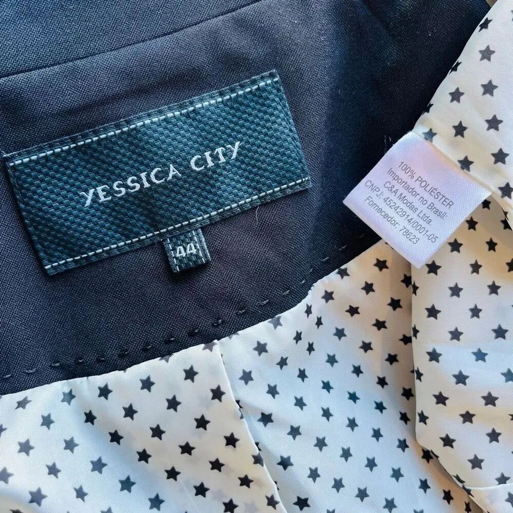 Yessica City Women's Notched Lapel One Button Front Blazer Suit Black Size 44 - Picture 4 of 5
